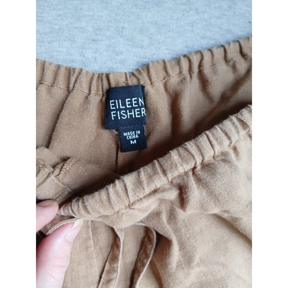 Eileen Fisher Pants Medium 100 Linen Wide Leg Beach Resort Lagenlook Pull On - Picture 4 of 12